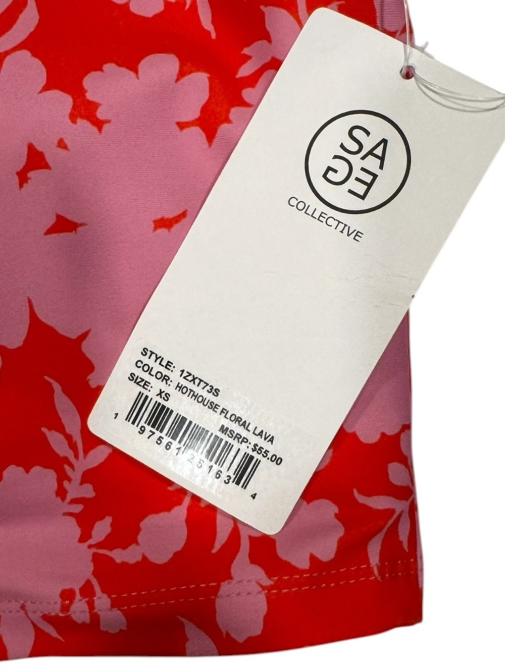 SAGE COLLECTIVE Vibrant Hothouse Floral Lava Red Pink Sports Bra Crop NWT XS - Picture 4 of 10